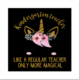 Kindergarten Teacher Cute Unicorn Gift T-Shirt Posters and Art